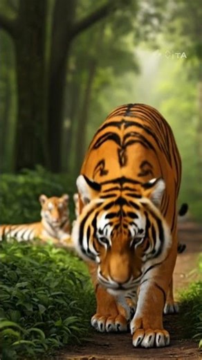 cute taigar vs baby taigar happy moment #lion #animals