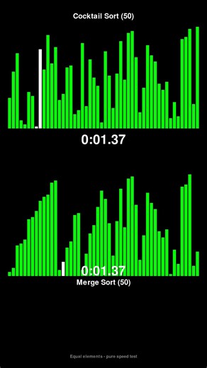 Cocktail Sort vs Merge Sort - Sorting Algorithm Race! #shorts