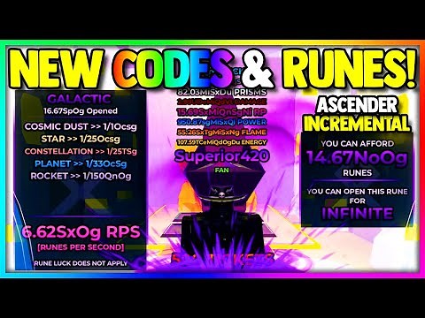 NEW CODES and RUNES in Roblox Ascender Incremental...