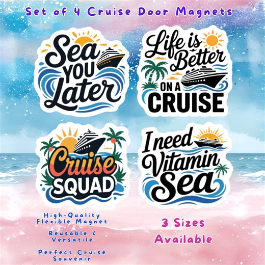 Cruise Door Magnets Set of 4, Carnival Royal Caribbean, Cruising Gift, Cabin Stateroom Wall Decor Refrigerator, Life is Better Cruise Squad - Etsy