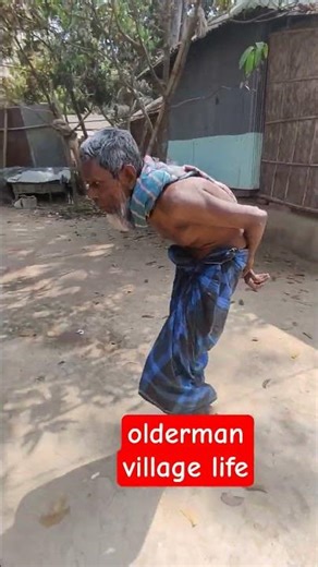 Old Man Walking Slowly in a Village Yard | Rural Bangladesh Life