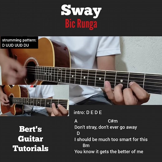 363K views · 5.3K reactions | Sway - Bic Runga guitar strumming tutorial with lyrics and chords | Bert's Guitar Tutorials | Facebook
