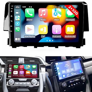 Wireless CarPlay Android Auto 4 64G Car Stereo Radio for Honda Civic 2016 2017 2018 2019 2020 9 Inch Android 13 Touchscreen Bluetooth GPS Navigation WiFi HiFi FM Backup Camera MIC