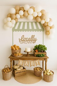 Locally Grown Baby Shower Sign, Farmers Market Baby Shower Decor, Homegrown Baby, Farm Locally Grown Sign, Neutral, Fruit & Veggies Banner - Etsy