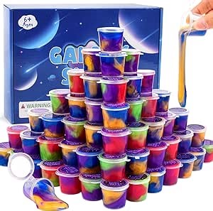 Galaxy Slime Kit with 60 Pack,Slime Party Favors for Kids, Non Sticky,Wet,Soft Sludge Toy Mini Slime Bulk for Boys Girl, Stress Relief,Goodie Bags, Christmas Stuffers
