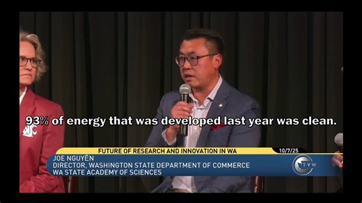 Washington state is leading the way in clean energy! Commerce Director Joe Nguyễn recently participated in a panel discussion to share how innovation and sustainability work together to create real progress. Watch to hear how clean energy is shaping Washington’s leadership in the next generation of global industries. | Washington State Department of Commerce | Facebook