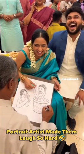 Live Caricature at Wedding Their Reaction Says It All 🤣 #marriage #couple #bride #groom #caricature