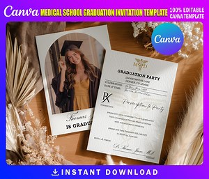 Medical School Graduation Invitation | RX Prescription Graduation Announcement | Pharmacy School Invite | 5X7 Inch Canva Editable Design - Etsy UK