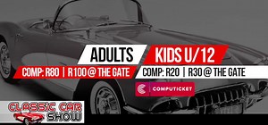 Classic Car Show 9th July @ Nasrec Expo Centre... Muscle Cars, Classic Cars, Drifting, Live Entertainment, Helicopter Rides, Food Stalls & more... Tickets @ Computicket or the Gate Computicket Adults: R80 Kids: R20 Gate Adults: R100 Kids: R30 Contact 0605243767 for more info | Nasrec Car Shows