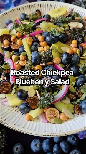 Roasted Chickpea & Blueberry Kale Salad for Fall