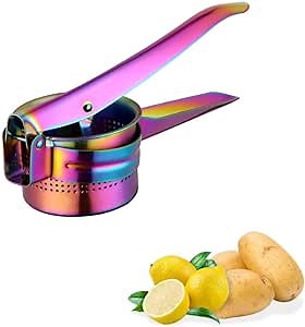 Meisha Potato Ricer – Stainless Steel Manual Masher for Potatoes, Fruits, Vegetables, Yams, Squash, Baby Food and More - Rainbow