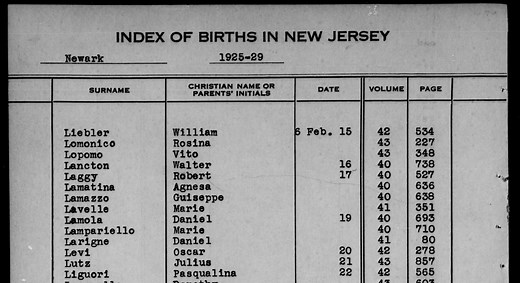 The New Jersey Geographic Birth Index and Delayed Birth Index, 1901-1929 - Reclaim The Records