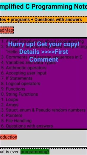 SIMPLIFIED C PROGRAMMING NOTES #notes