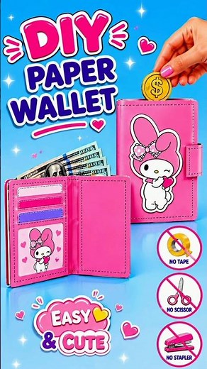 DIY Paper Wallet 🎀| No Tape No Scissors | Easy Origami Paper Craft | DIY School Stationery | Kawaii