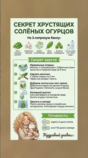 Секрет идеальных хрустящих соленых огурцов на зиму