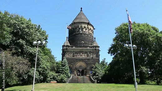The James A. Garfield Memorial building in Cleveland, Ohio. Built in memory of the 20th U.S. President, James A. Garfield, assassinated in 1881.