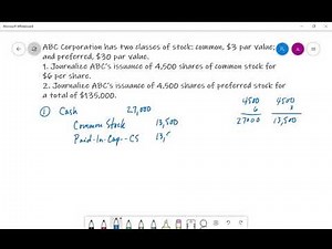 Accounting - Journalizing Common & Preferred Stock