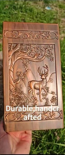 Engraving Deer Pattern Wooden Urn