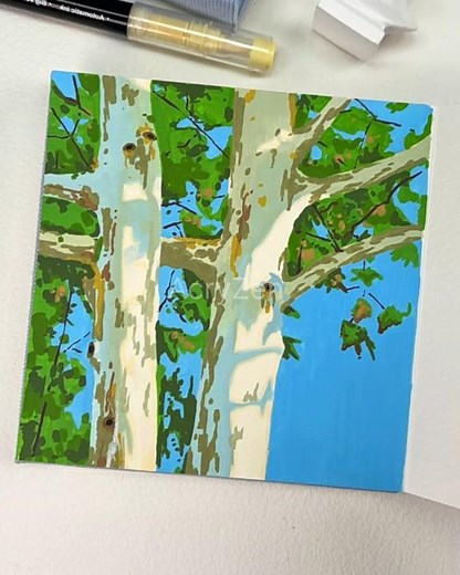 Realistic Tree Painting with Acrylic Pens 🌳✨ | Easy Nature Art