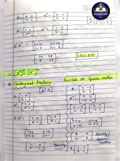 Basic notes of Matrices part 2 Class 12 #jee #nda #master #maths #mathematics
