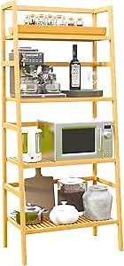 Ladder Bookshelf，4-Tier Bamboo Ladder Shelf 49.2” Book Shelf Bookcase Floor Freestanding Bathroom Storage Rack Plant Stand for Small Space, Bedroom, Living Room, Natural