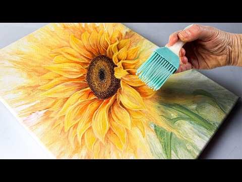 MYSTERY TOOL! You Won't Believe What I Used To Make This Sunflower Art! | AB Creative Tutorial