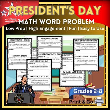 President’s Math Activities | 40 One-Page Word Problems with Answer Keys| Gr 2-8