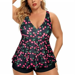 Kawell Plus Size Tankini Swimsuits for Women Blouson Tankini Tops with Swim Shorts Two Piece Bathing Suits - Walmart.ca