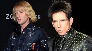 The cast of Zoolander 2 pose on catwalk at New York premiere