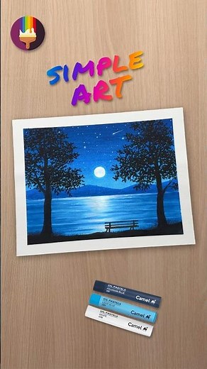 Night Scenery Painting using Camel Oil Pastels