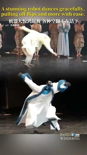 A stunning robot dances gracefully, fulling off flips and more with ease. #robot #robotdance #dance