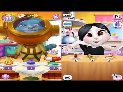 My Talking Tom 2 LEVEL 21 VS My Talking Angela LEVEL 609