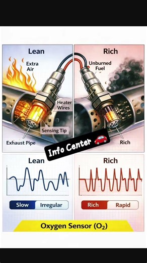 Oxygen Sensor lean and rich mixture 🚗 spark plugs condition charts 🚙💨#foryou #viral #info #cars