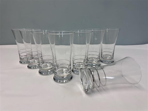 Vintage Midcentury Silver Striped Fluted Water Tea Pilsner Glasses, Set of 8, Vintage Silver Stripe Barware - Etsy
