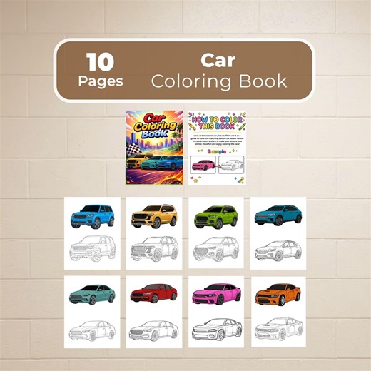Car Coloring Book for Kids | Vehicle Activity Book | Kids Car Coloring Pack | Printable Digital Download - Etsy
