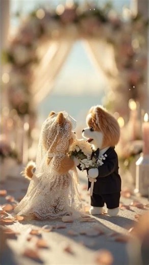 ✨ Adorable Dog Wedding | Cute Bride & Groom Puppies Love Story 💕#shortvideo #trendingshorts #viral