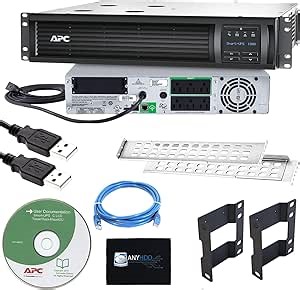 APC 1500VA UPS with SmartConnect, SMT1500RM2UC UPS Battery Backup, 120V Power Supply with Ethernet Cord + USB A Male + Brackets + Setup Guide & CD + Rail Kit + Front Plate + Microfiber Cloth