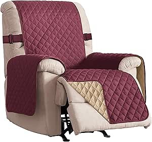 RHF Reversible Recliner Chair Cover - Pet & Furniture Protector, Machine Washable, Double Diamond Quilted (Recliner-Small: Merlot/Tan)