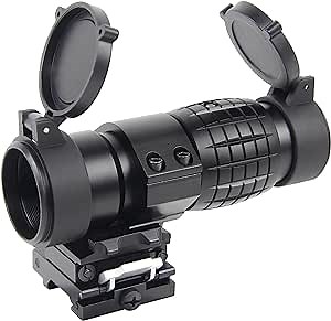 3X Magnifier with Flip to Side Mount, Aluminum Sight Magnifier Scope, Shockproof, Fogproof, Black
