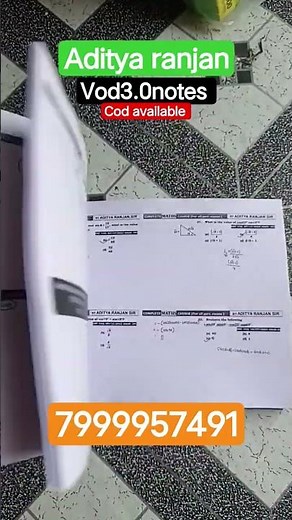 VOD 3.0 Classnotes by Aditya Ranjan Sir 💥| Full Handwritten Notes for JE Exam