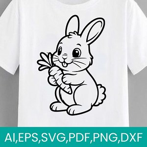 Bunny Outline SVG | Rabbit Line Art Cut File Svg Png Dxf Eps Pdf Ai - Etsy UK
