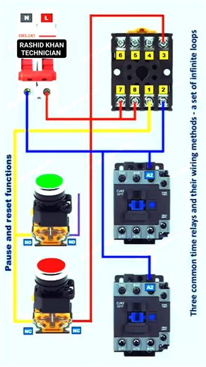 THREE COMMON TIME RELAYS AND THEIR WIRING METHOD A SET OF INFINITE LOOPS WITH PAUSE AND RESET FUNCTION ALSO #Alhamdulillah #Rashidkhangenerator #electrician #mechanic #electronic #generator #technician #india #saudiarabia #usa #america #england #canada #netherlands #ireland #education #engineproblem #california #engineering #newyork #alberta #caterpillar #cummins #perkins #doosan #mtu #germany #automotive #automobile #كهربائي | Rashid Khan