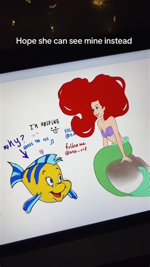 She didn't draw a shark, but instead created a Disney character #ariel #disney #flounder #illustration #ipaddrawing