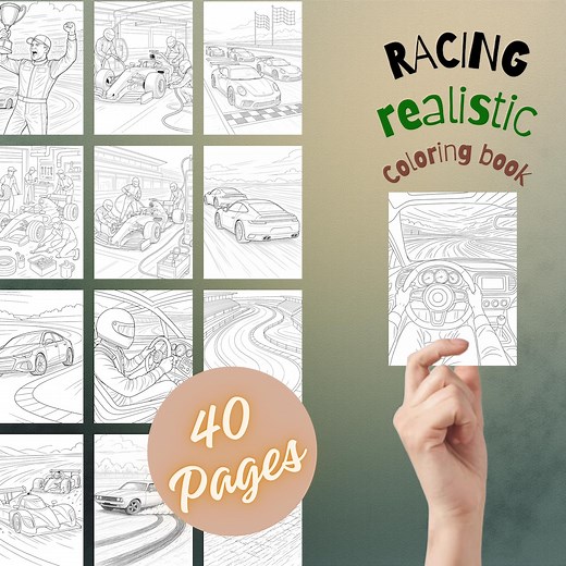 40 Realistic NASCAR Racing Coloring Pages | Detailed Motorsports Line Art | Adult & Teen Coloring Book | Instant PDF Download - Etsy