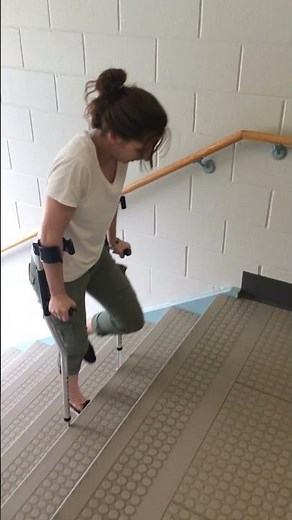 Going up stairs with forearm crutches