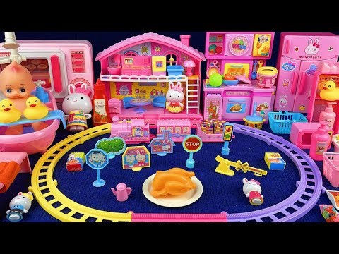 10 Minutes Satisfying with Unboxing Pink Rabbit Train & Bathtub Play Set Review Toys | ASMR