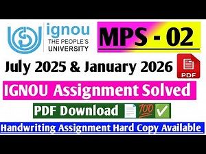 IGNOU 1st Year MA Political Science MPS 002 Assignment Solved July 2025 & January 2026💯✅ MPS 2 IGNOU
