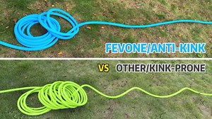 Fevone 75 ft Kink-Free Garden Hose, Triangular Cross-Section, No-Kink Design, Extremely Flexible, Heavy-Duty & Durable, Leak-Free Connections, NSF Certified