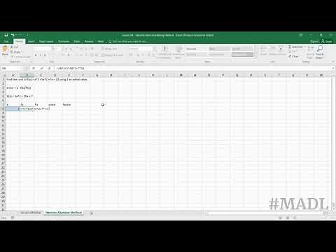 Newton Raphson Method Using MS Excel
