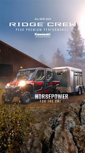 4 doors and a fully enclosed cabin on the all-new 2025 RIDGE CREW utility side x side makes work a whole lot easier. | Kawasaki USA